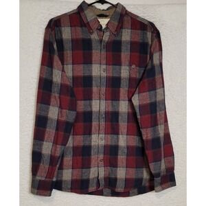 Weatherproof Flannel Shirt Plaid Size Large Long Sleeve Button 100% Cotton 1216